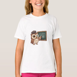Wise Professor Owl Math Science Kids T-Shirt