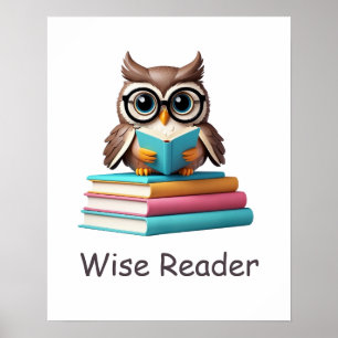 Wise Reader Owl Woodland Nursery Poster