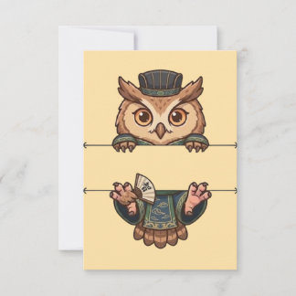 Wise Scholar Owl Peeking Thank You Card
