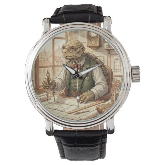 Wise Turtle Architect Vintage Art Watch (Front)