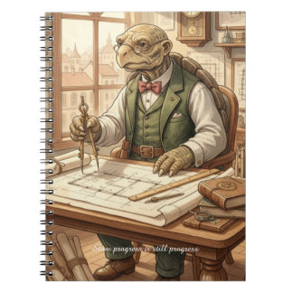 Wise Turtle Architect Vintage Watercolor Academic  Notebook