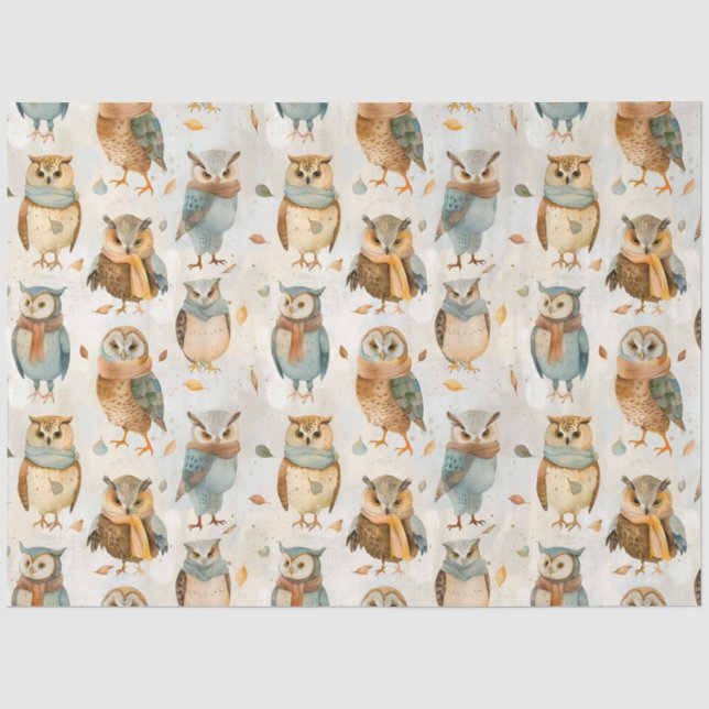 Wise winter character owls tissue paper (Front)