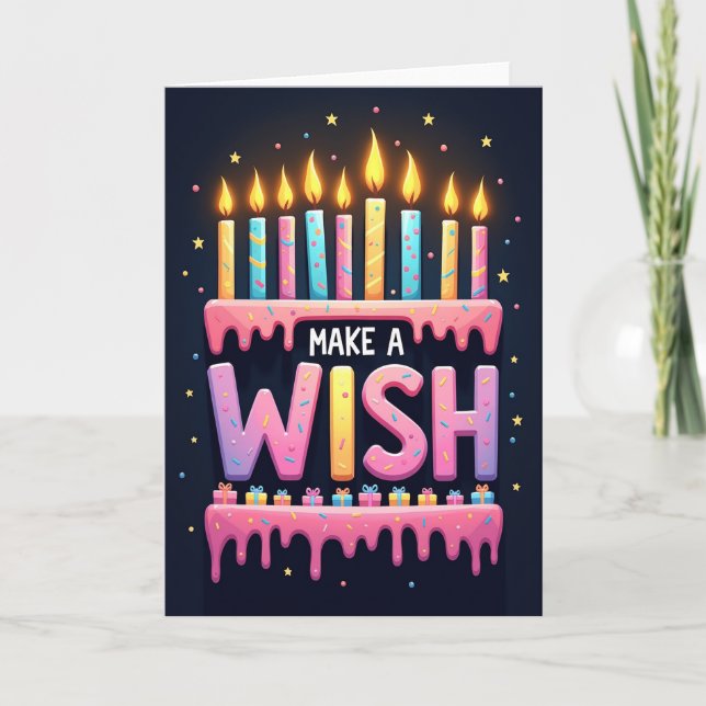Wish Birthday Cake Card (Front)