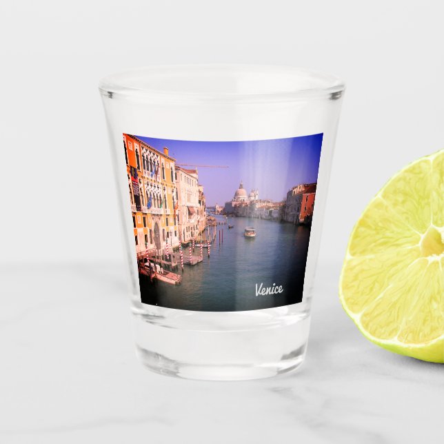 Wish I was in Venice Italy on the water Shot Glass (Front)