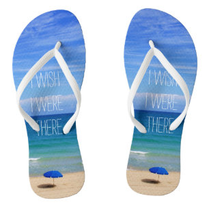 Wish I Were There - Blue Beach Umbrella Flip Flops