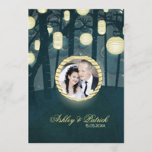 Wish Lanterns Dream Forest Add Your Photo Wedding Invitation