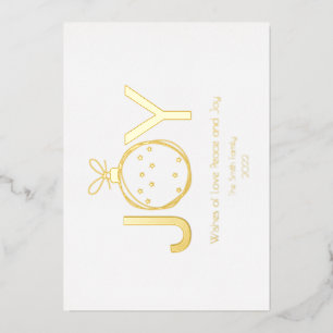 Wish of Joy with a Gold Stylized Christmas Ball  Foil Holiday Card