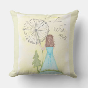 Wish on a dandelion little girl throw pillow