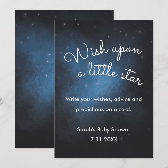 Wish on a star Baby Shower Sign Invitation (Front/Back)