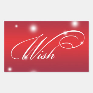 WISH ribbon script snow glow red large gift tag
