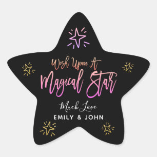 Wish Upon A Magical Star Pink Script Stars Names Sticker