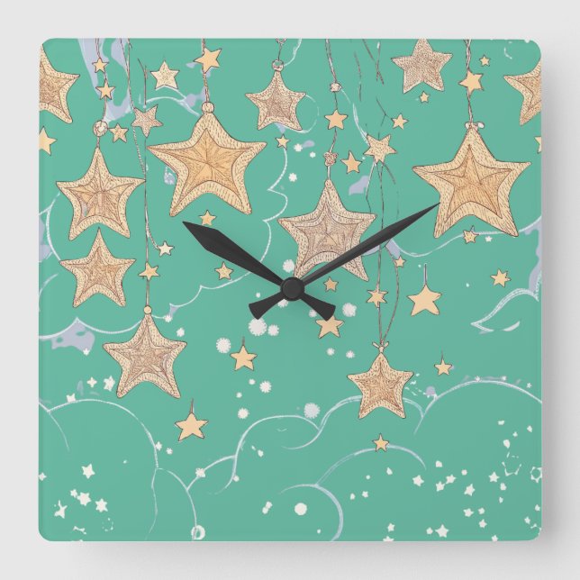 Wish Upon a Star Square Wall Clock (Front)