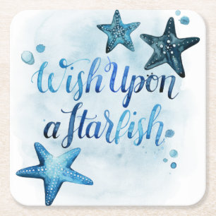 Wish Upon a Starfish Square Paper Coaster