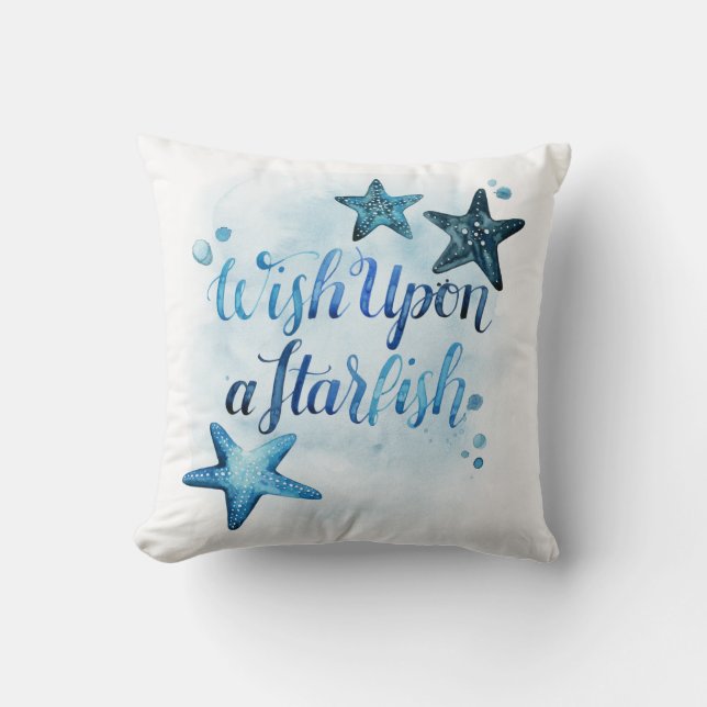 Wish Upon a Starfish Throw Pillow (Front)