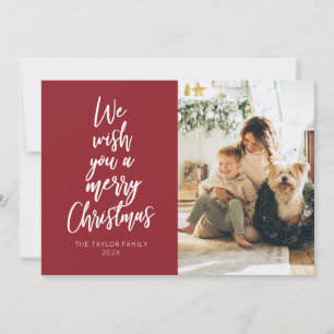 Wish You a Merry Christmas Red Photo Holiday Card