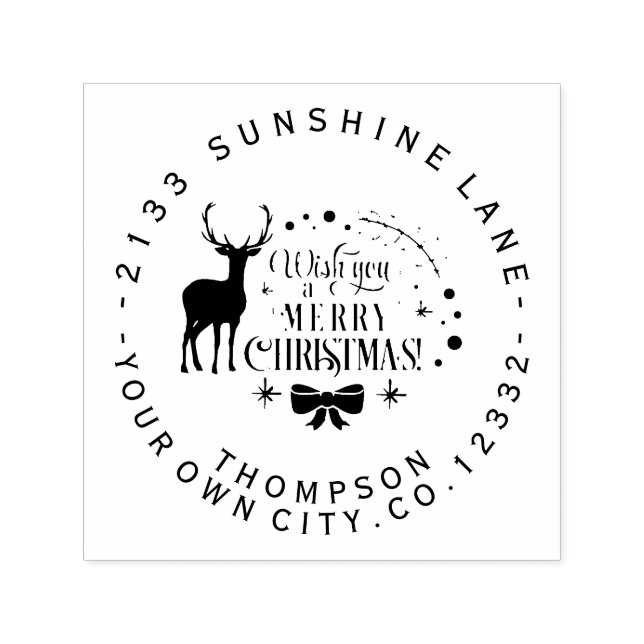 Wish You A Merry Christmas Typography Monogram Self-inking Stamp (Design)