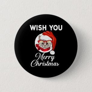 WISH YOU MERRY CHRISTMAS 2 INCH ROUND BUTTON