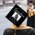 Wish You Was Here | Photo Memorial Graduation Cap Topper<br><div class="desc">In memory of hat topper, for your loved one who has passed away. The hat topper features a photo of them and the template text reads 'WISH YOU WAS HERE GRANDMA, THEIR NAME, DATES AND THIS ONE IS FOR YOU!' All the font styles, sizes and colours can be changed by...</div>