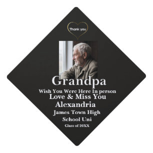 Wish You Were Here Grandpa Black Graduation Cap Topper