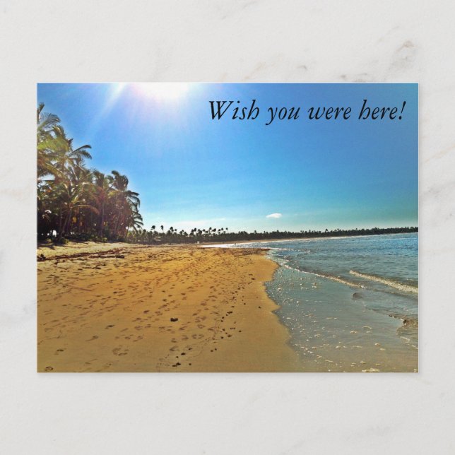 Wish you were here! sandy beach postcard (Front)