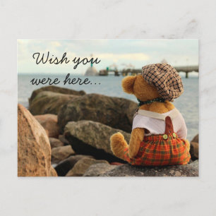 Wish you were here Teddy Bear Postcard