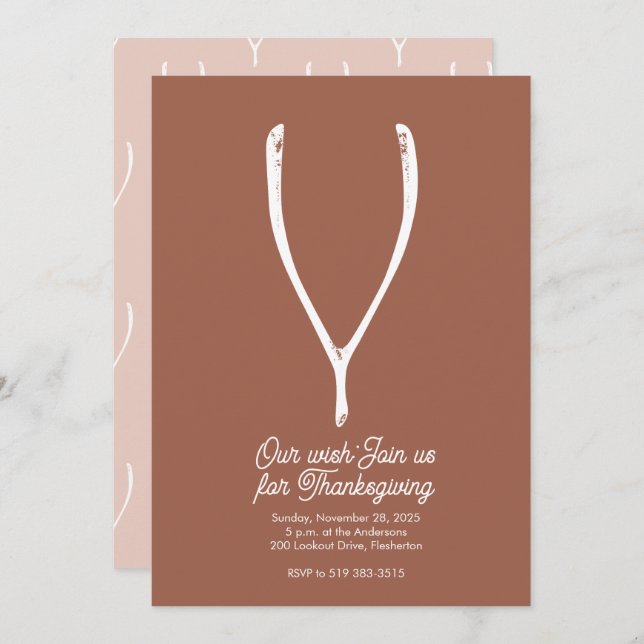 Wishbone Thanksgiving Invitation (Devant / Derrière)