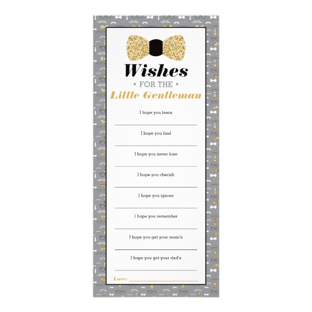 Wishe for the Little Gentleman, Baby Shower Rack Card (Front)