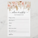 Wishes & Advice Pampas Grass Bridal Shower<br><div class="desc">Make your bridal shower one to remember with this elegant "advice & wishes" bridal party templates! Featuring watercolor desert dried tropical palm leaves, pampas grass, pink & white florals, and a editable text template. To edit a design in more detail, click personalize this template, and then scroll down to customize...</div>