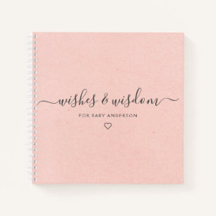 Wishes and Wisdom Pink Baby Shower Guestbook Notebook