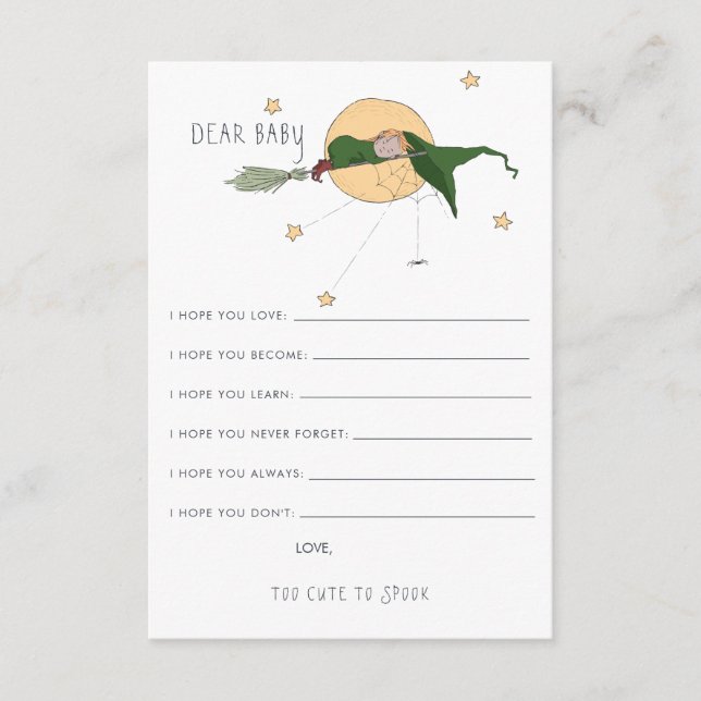 Wishes for Baby Advice Card | Cute Witch (Front)