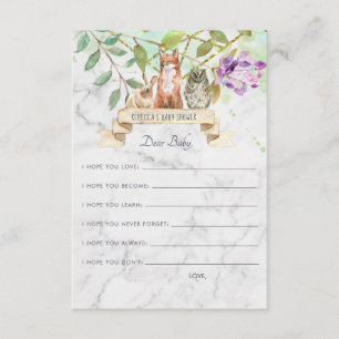 Wishes for Baby Advice Card   Elegant Woodland