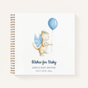 Wishes for Baby Blue Dragon Baby Shower Guest Book
