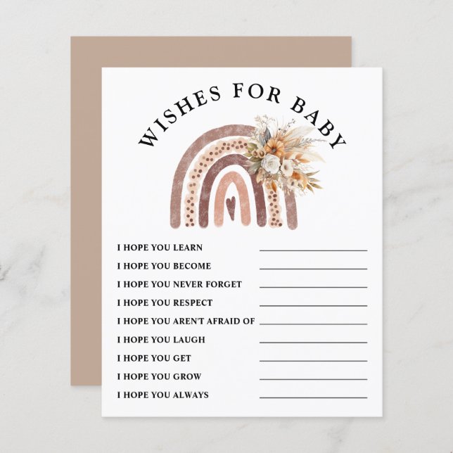  Wishes for Baby | Boho Rainbow Baby Shower Game  (Front/Back)