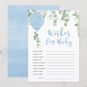 Wishes for Baby boy blue balloons Invitation