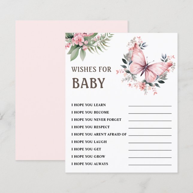 Wishes for Baby | Butterfly Baby Shower Game (Front/Back)