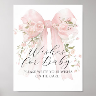 Wishes for Baby Floral Bow Girl Baby Shower Game Poster