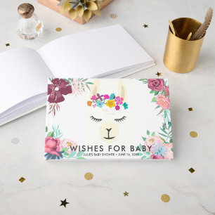 Wishes for Baby   Floral Llama Baby Shower Guest Book