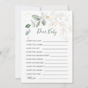 Wishes for Baby Green Gold Foliage Shower Game Invitation