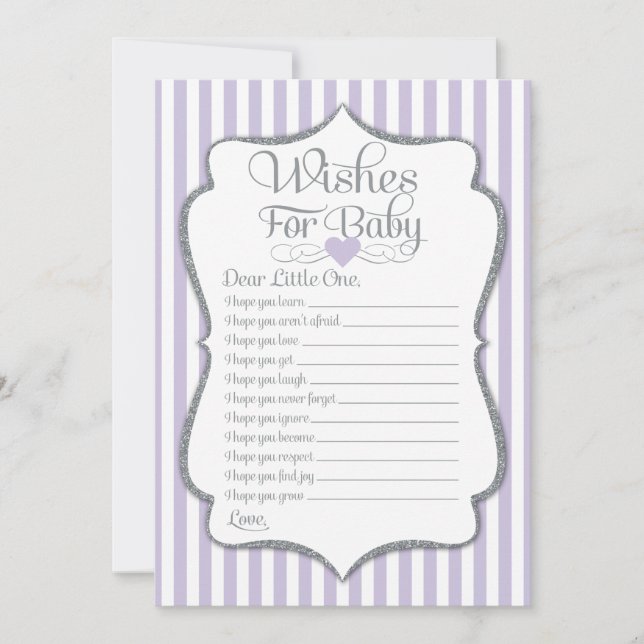 Wishes For Baby Lavender Lilac Baby Shower Game Invitation (Front)