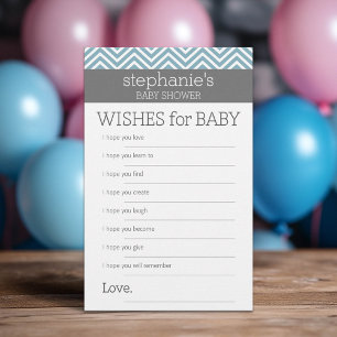 Wishes for Baby - Pastel Blue Chevrons Shower Game