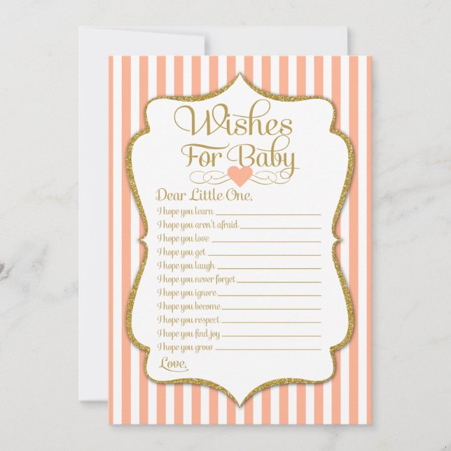 Wishes For Baby Peach Baby Shower Game Neutral Invitation (Front)