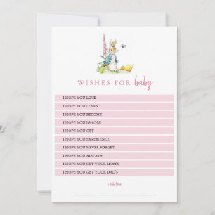 Wishes for baby Peter rabbit Pink girl Shower  Invitation