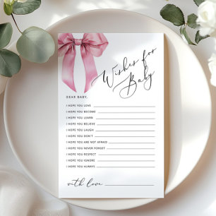 Wishes for baby Pink Bow Baby shower card