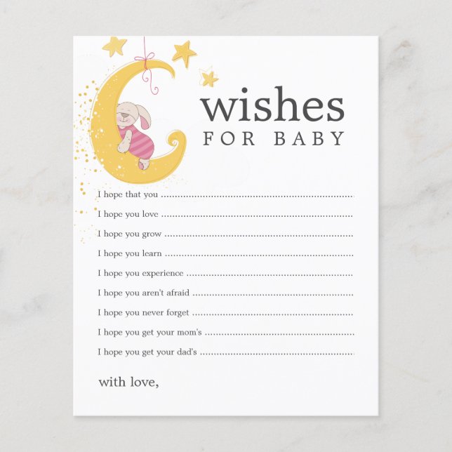 Wishes for Baby Rabbit Baby Shower Advice Cards (Front)