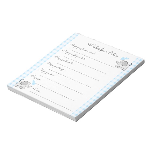 Wishes for Baby Shower Game Elephants Notepad (Rotated)