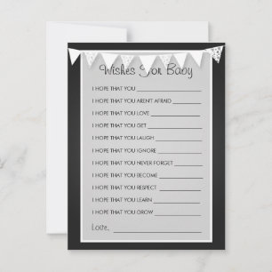 Wishes For Baby Shower Love Bunting  Black Advice Card