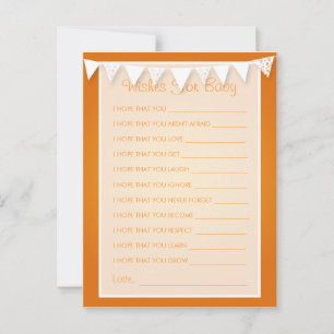 Wishes For Baby Shower Love Bunting  Orange Advice Card