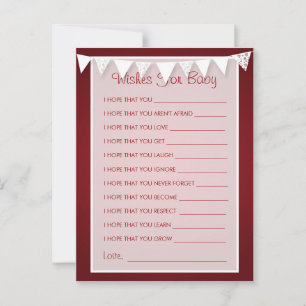 Wishes For Baby Shower Love Bunting  Red Advice Card