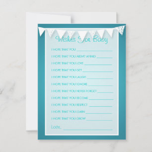 Wishes For Baby Shower Love Bunting  Turquoise Advice Card