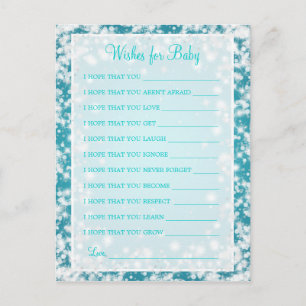 Wishes For Baby Shower Winter Sparkle Turquoise Invitation Postcard